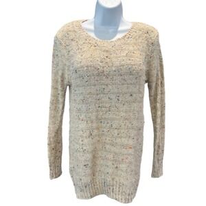 Mirumi Speckled Knit Sweater Cream Confetti Yarn Long‎ Sleeve Women's Large